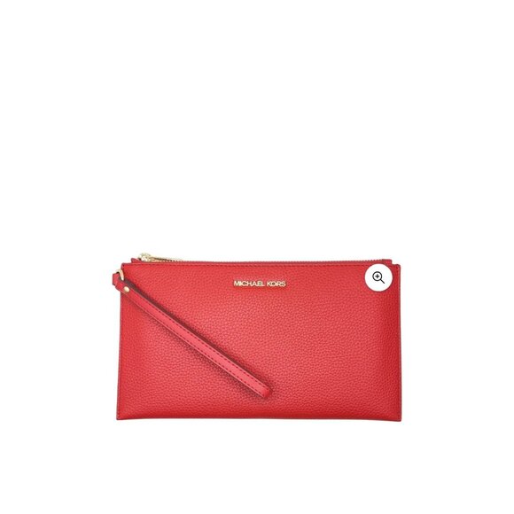 Michael Kors Handbags - Michael Kors Womens Jet Set Travel L Top Zip Pebbled Leather Wristlet Pouch Red